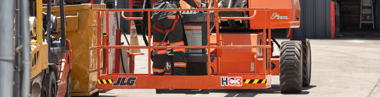 Operator in boom basket