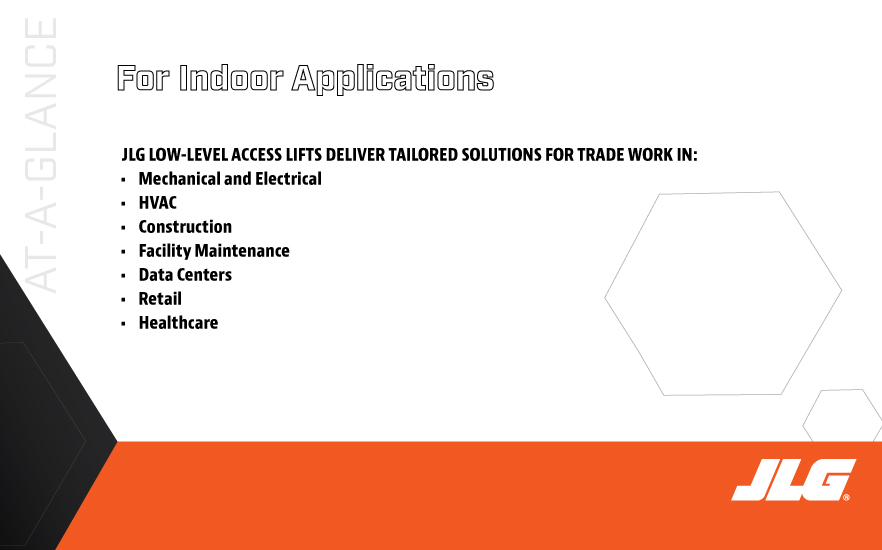JLG low level access lifts at a glance
